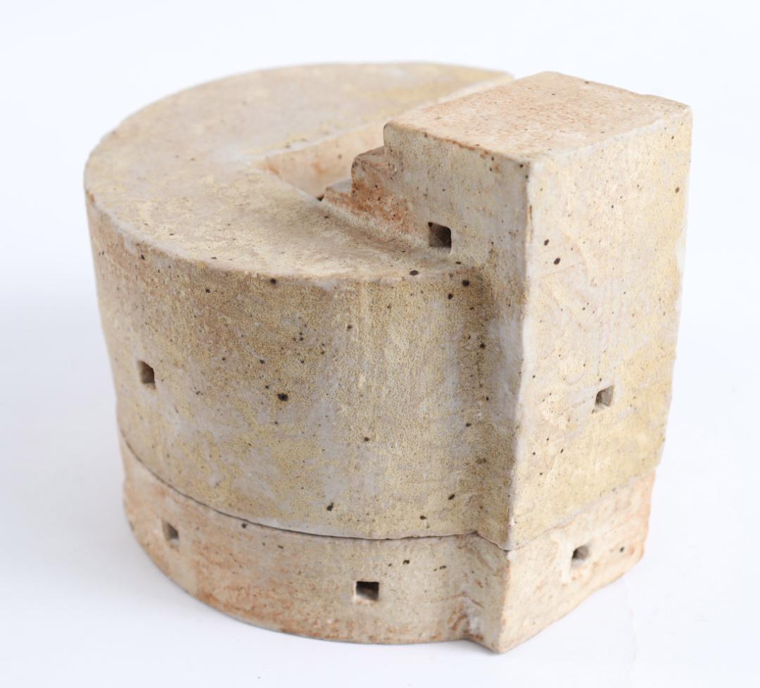 小*銀様 宮澤章 陶塔香炉 共箱 益子焼作家