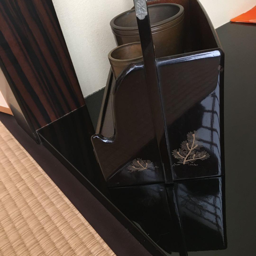 煙草盆　鶴　松蒔絵　茶道具　タバコ盆　アンティーク