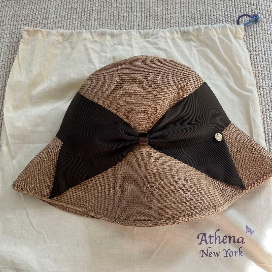 Athena New York 麦わら帽子タン×ヨーロッパブラウンタグ付き未使用