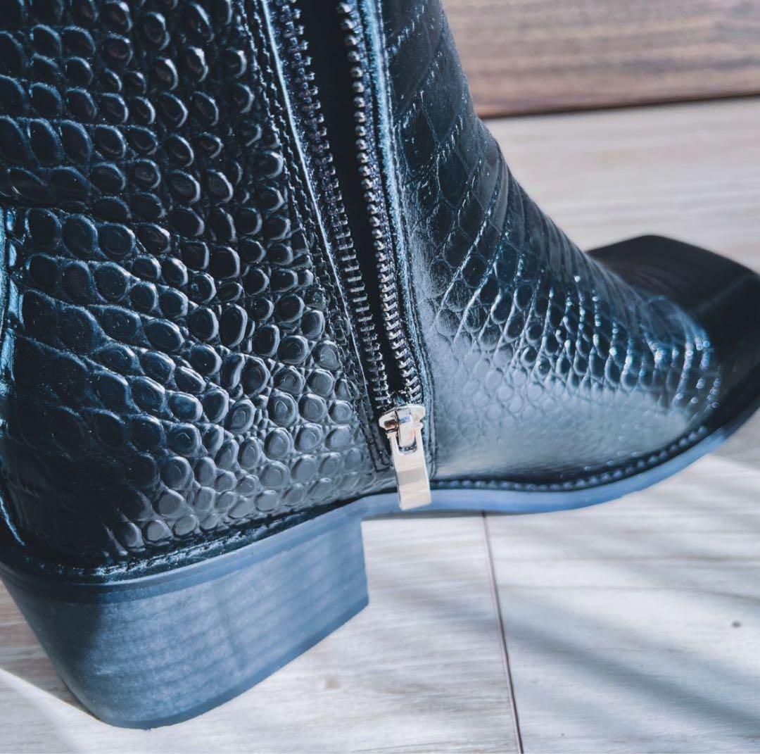 【26cm】soerteスクエアトゥレザーブーツ