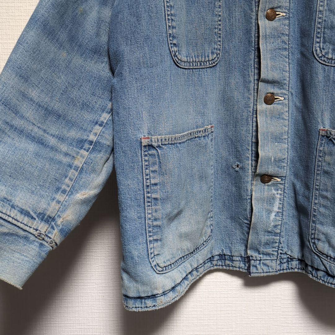 ヴィンテージ デニムカバーオール コーデュロイ襟付き サイズ44