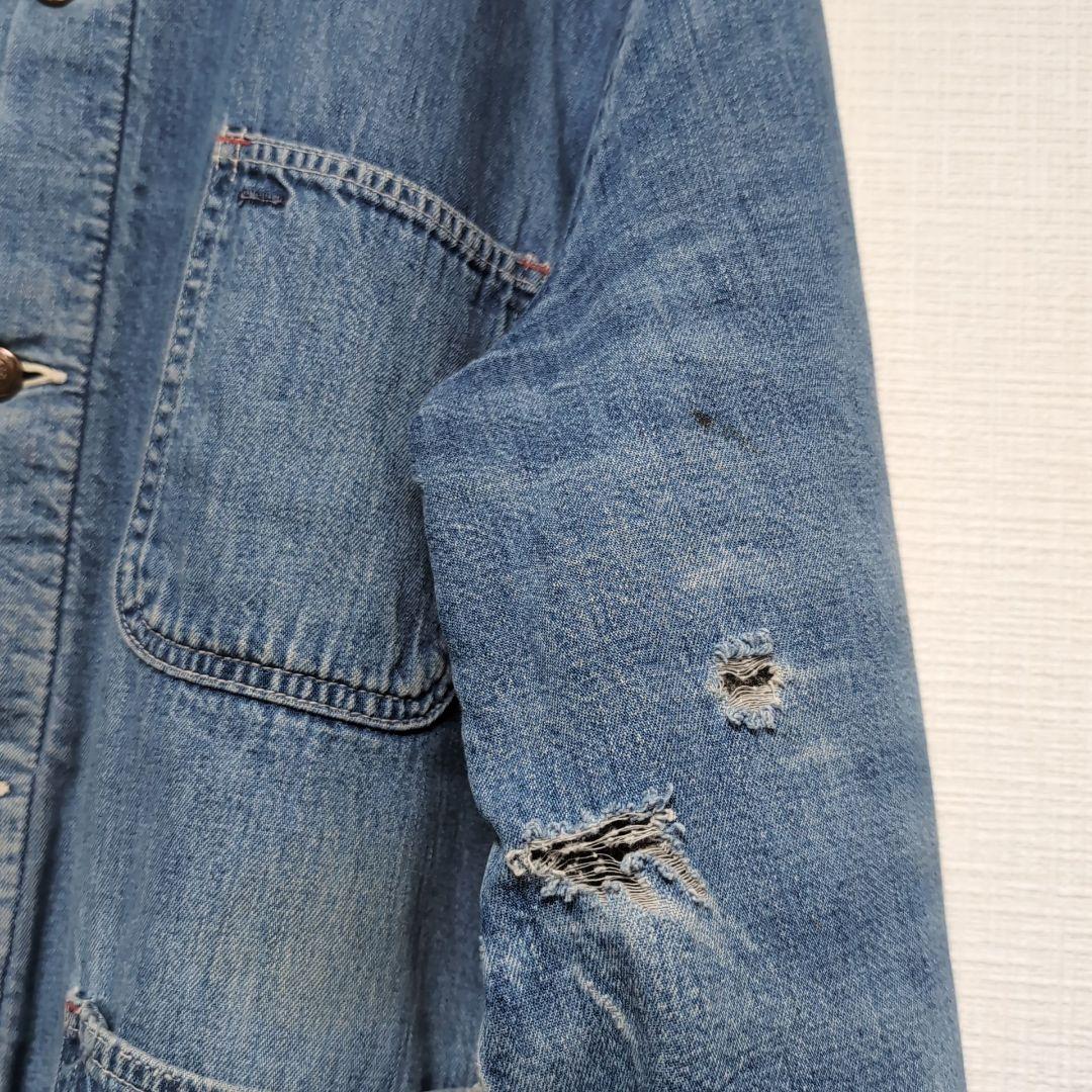 ヴィンテージ デニムカバーオール コーデュロイ襟付き サイズ44