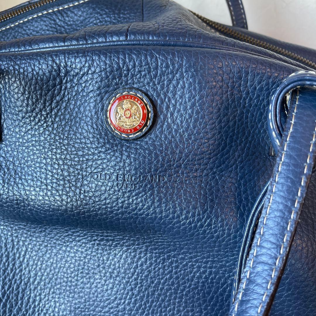 OLDEnglandネイビー レザー ボストンバッグ
