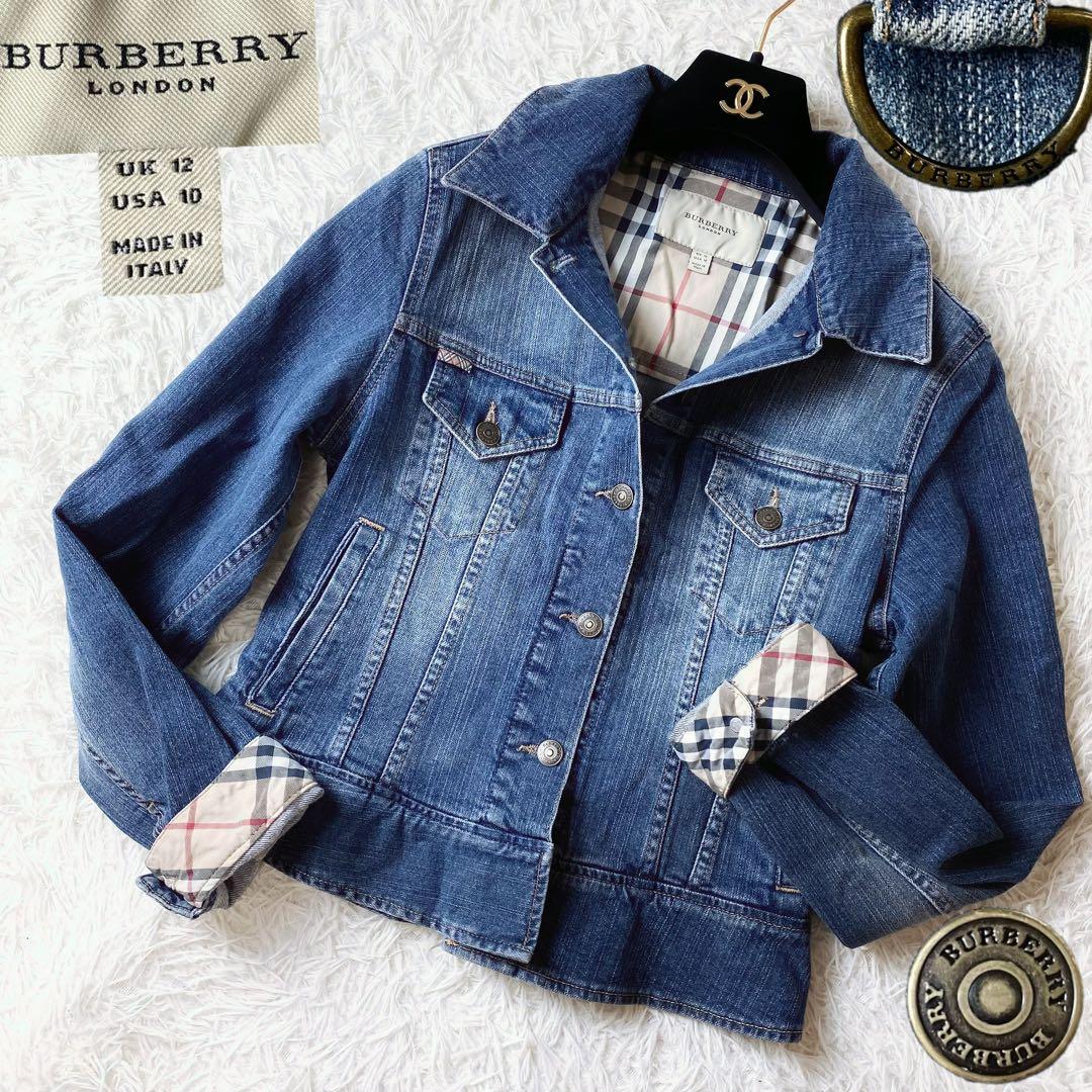 9未使用級！　バーバリー　ウォッシュドデニム　Gジャン　ノバチェック　イタリア製