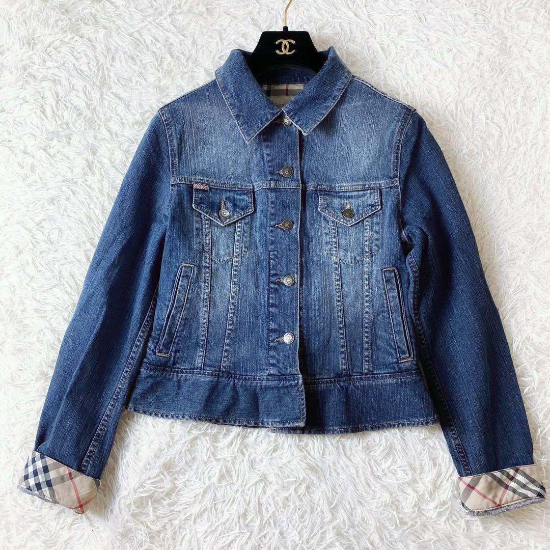 9未使用級！　バーバリー　ウォッシュドデニム　Gジャン　ノバチェック　イタリア製