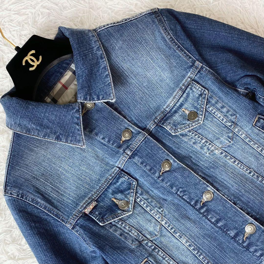 9未使用級！　バーバリー　ウォッシュドデニム　Gジャン　ノバチェック　イタリア製