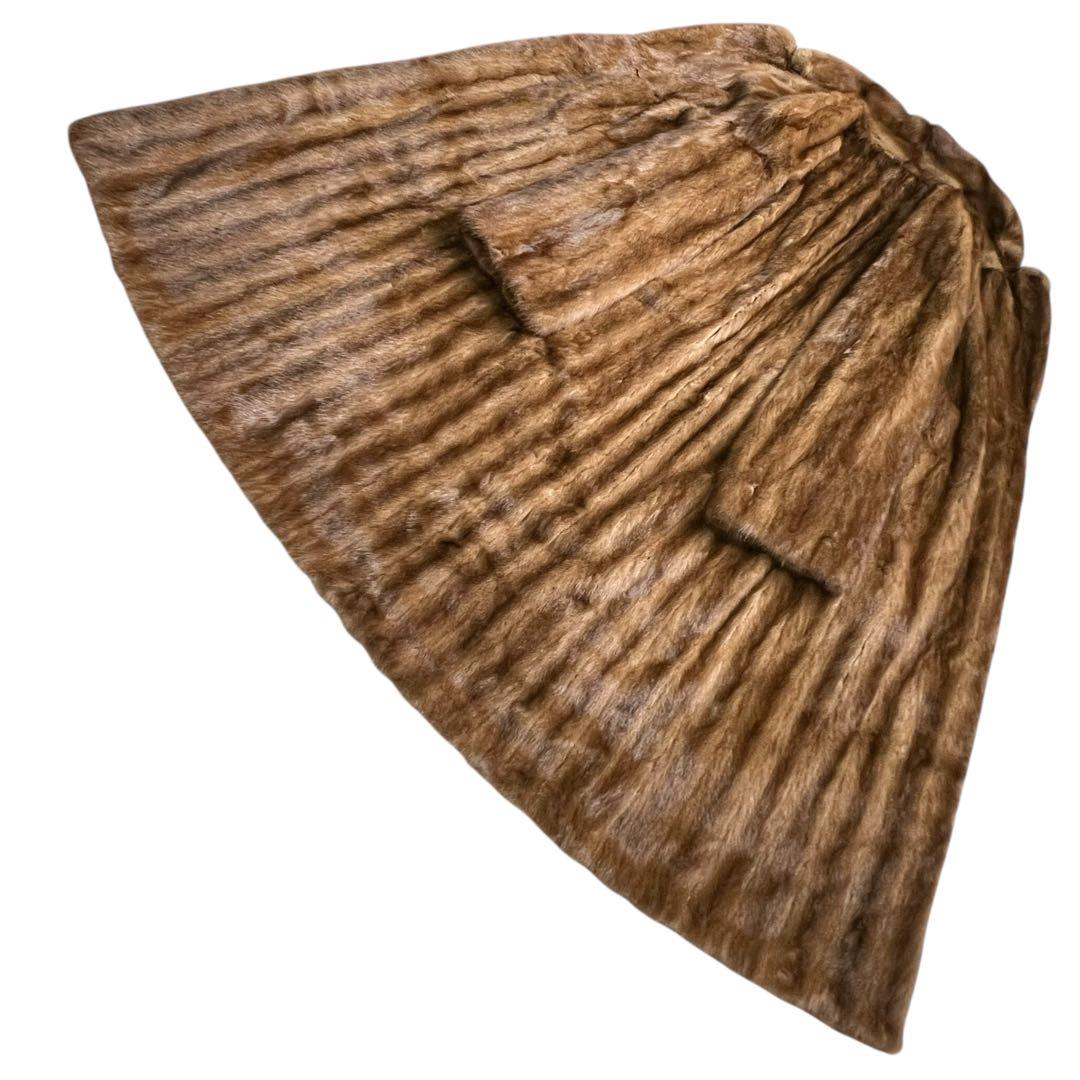 総丈115cm デミバフミンク ロング丈 リアルファーコート 本毛皮 XL