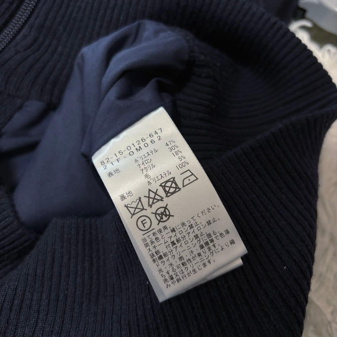 新作 ビームスゴルフ ニットパーカー ネイビー 蓄熱 防風 ジップ フード