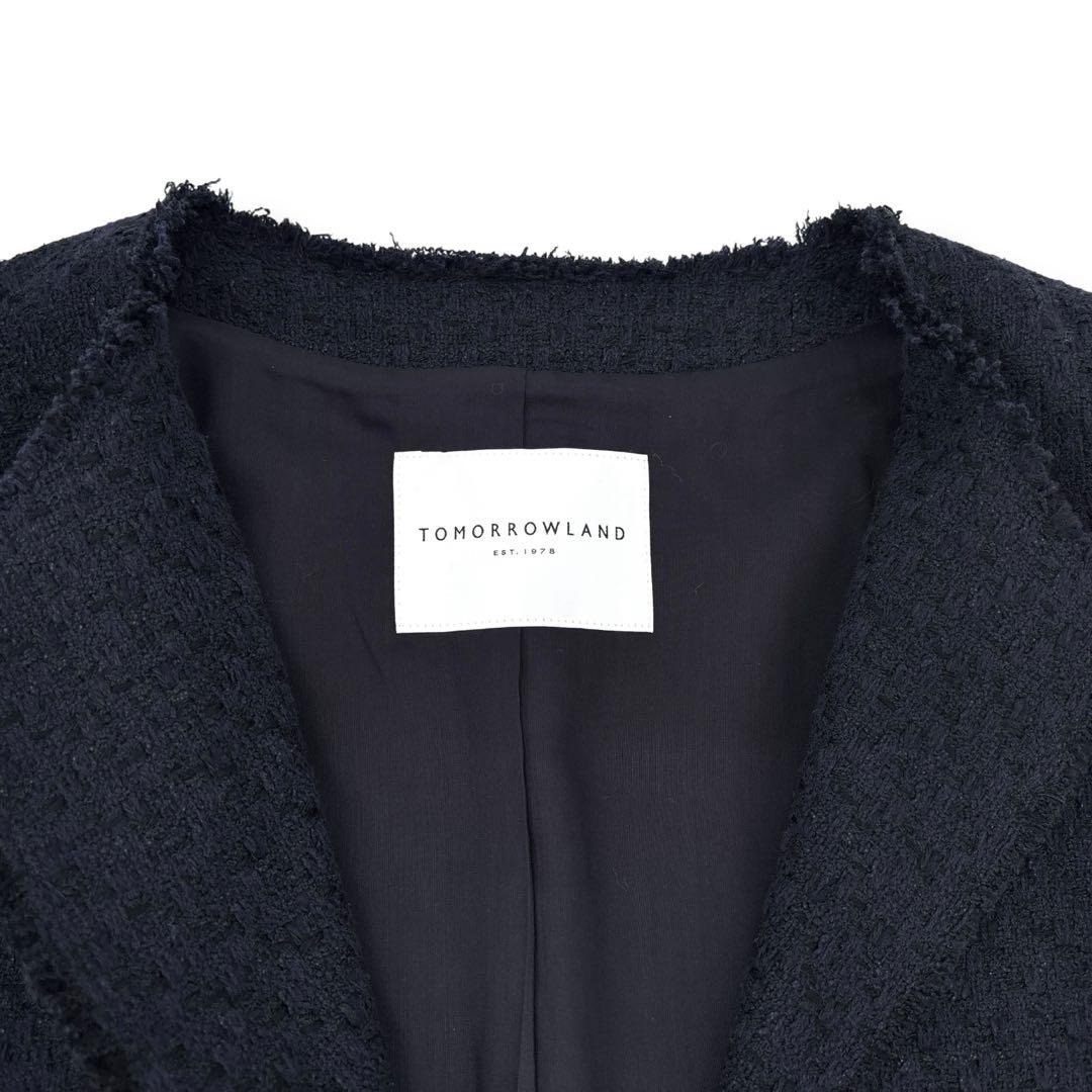 極美品】トゥモローランド ツイード スーツ セットアップ ノーカラージャケット