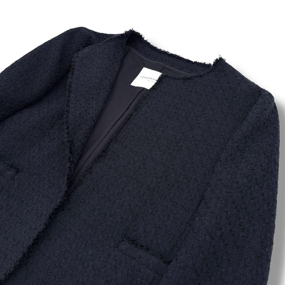 極美品】トゥモローランド ツイード スーツ セットアップ ノーカラージャケット