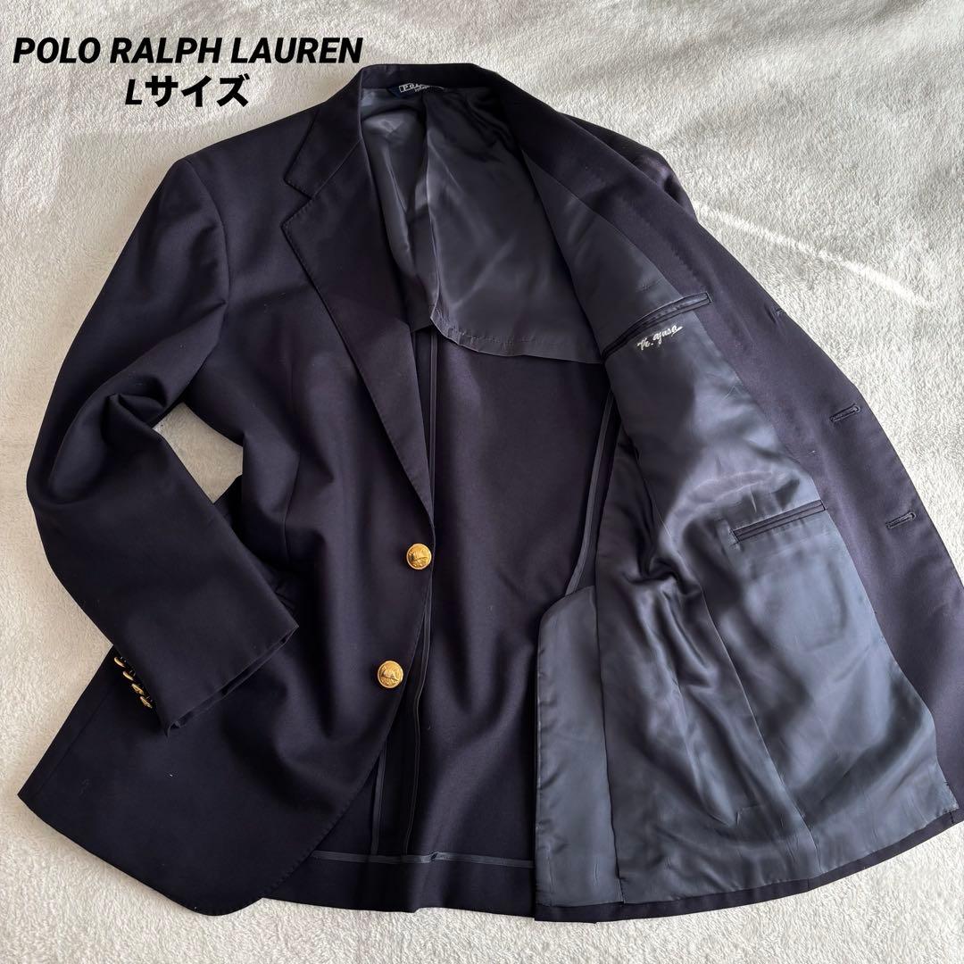 POLO RALPH LAUREN ポロラルフローレン 金ボタン 紺ブレ L