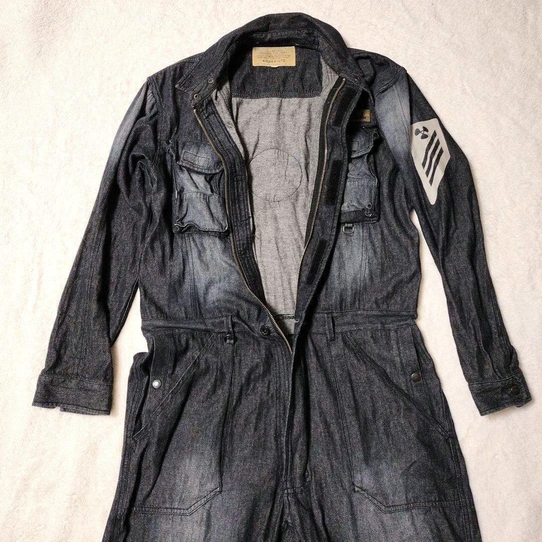 【希少】アヴィレックス AVIREX オーバーオール XL バックロゴ デニム