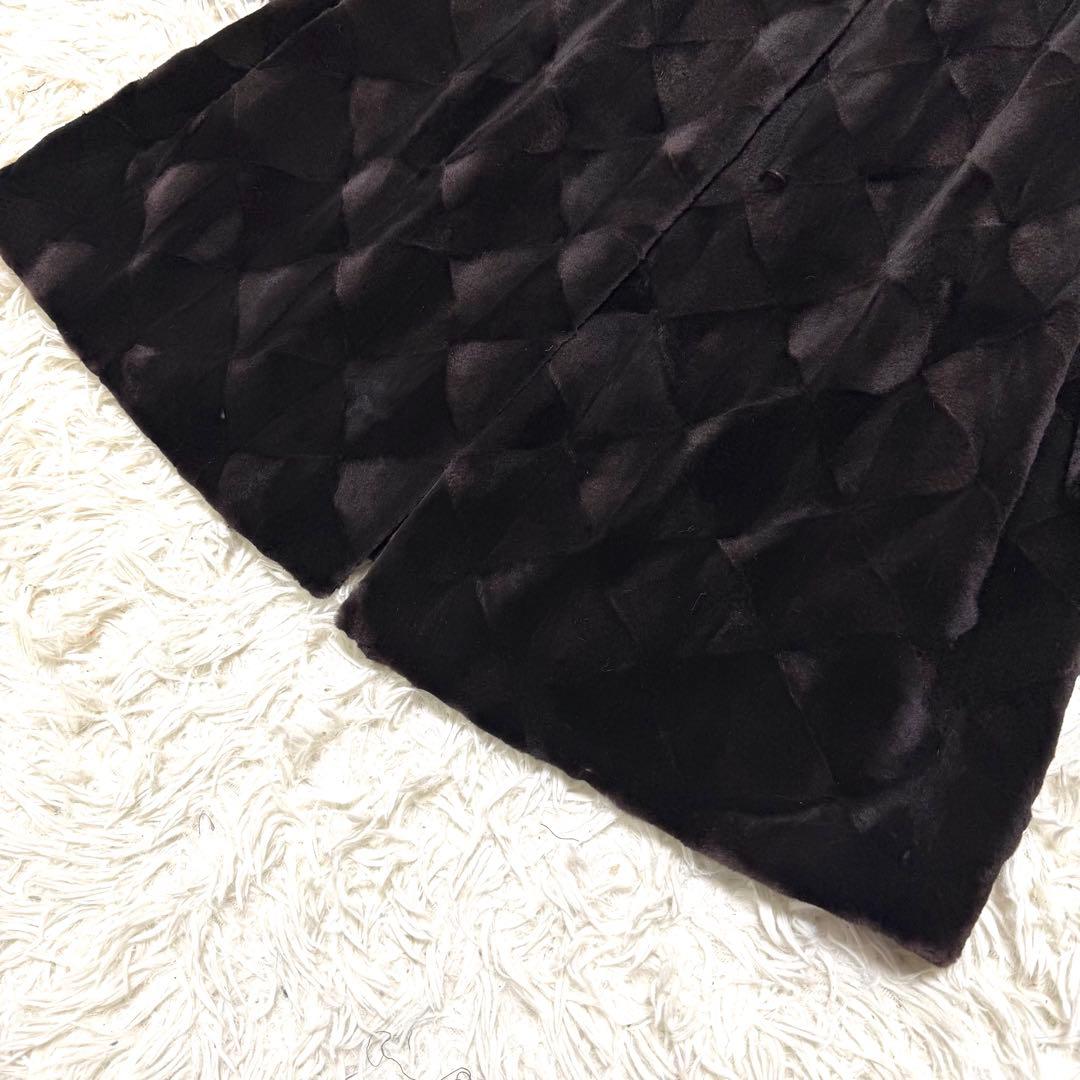 未使用級 ミンク ロングコート ブラック レディース L〜XLサイズ相当