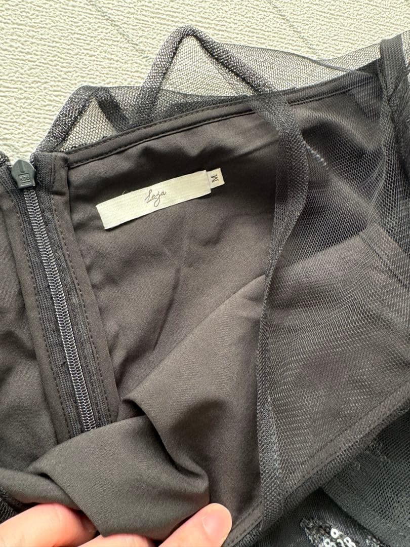 Mサイズ【LEJA】チュールロングスリーブリーフIラインドレスワンピース