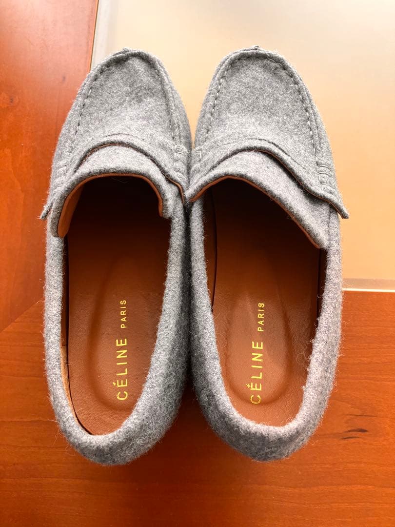 【レア美品】CÉLINE グレー 厚底ローファー