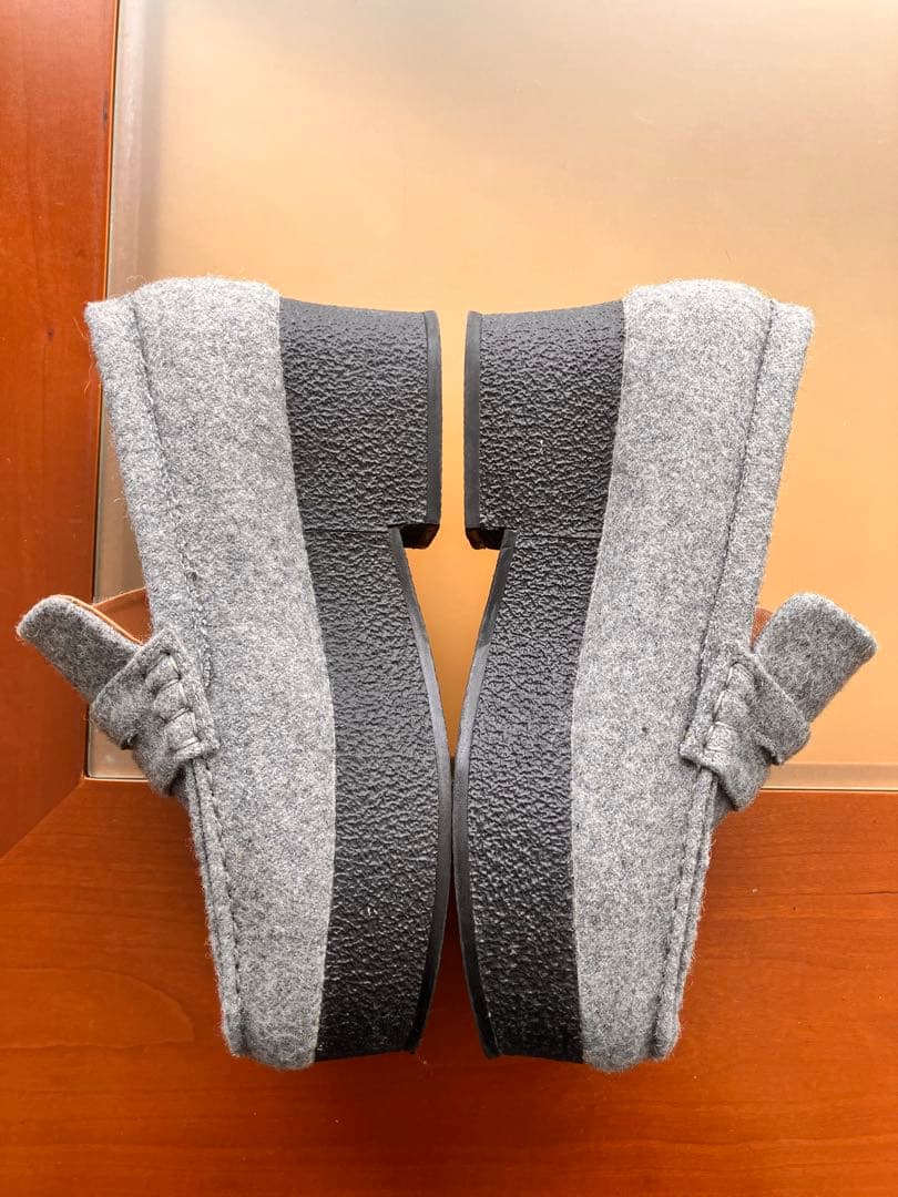 【レア美品】CÉLINE グレー 厚底ローファー