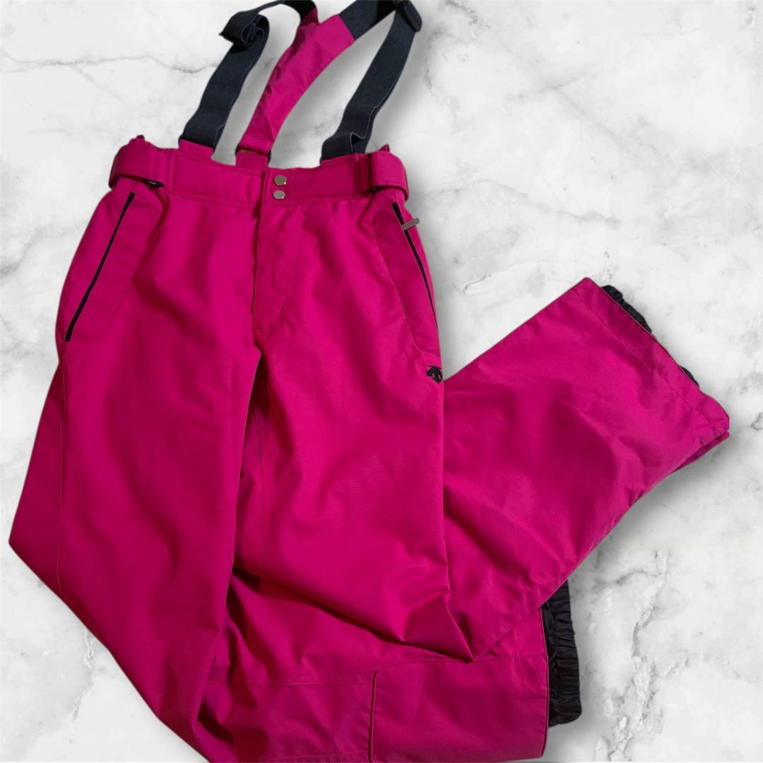 【美品】DESCENTE デサント スキーウェア 上下セット L 刺繍ロゴピンク