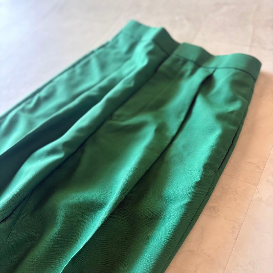 NO.1-115 Drater 36 ウールモヘア緑タックパンツ　美品テーパード