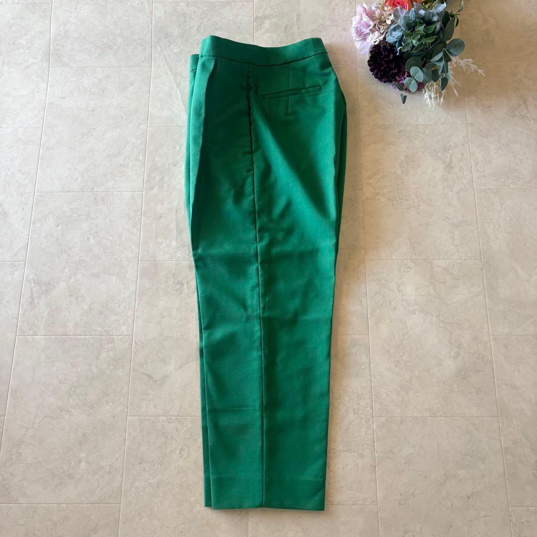 NO.1-115 Drater 36 ウールモヘア緑タックパンツ　美品テーパード