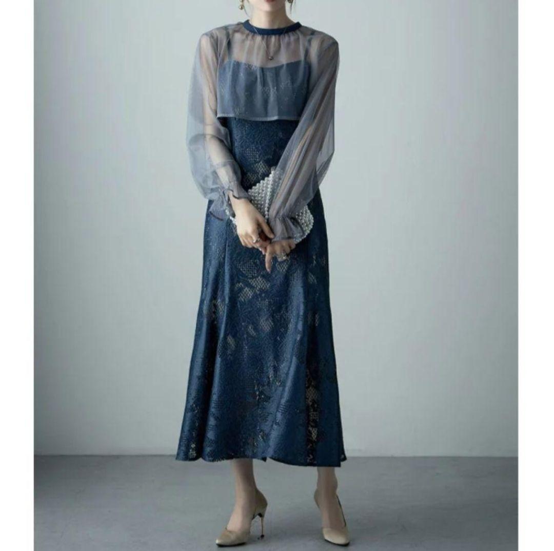 エトル 3wayシフォンボレロ&レースキャミドレス ワンピース 結婚式