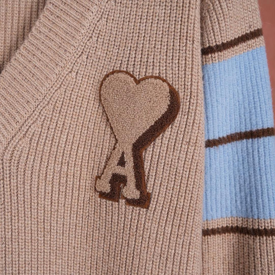 新品未使用 ami paris ブラウンウールカレッジセーター Sサイズ