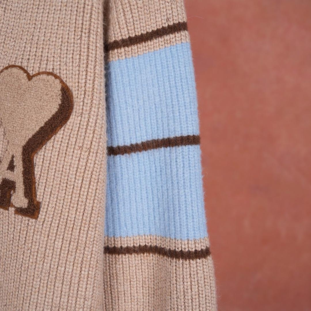 新品未使用 ami paris ブラウンウールカレッジセーター Sサイズ