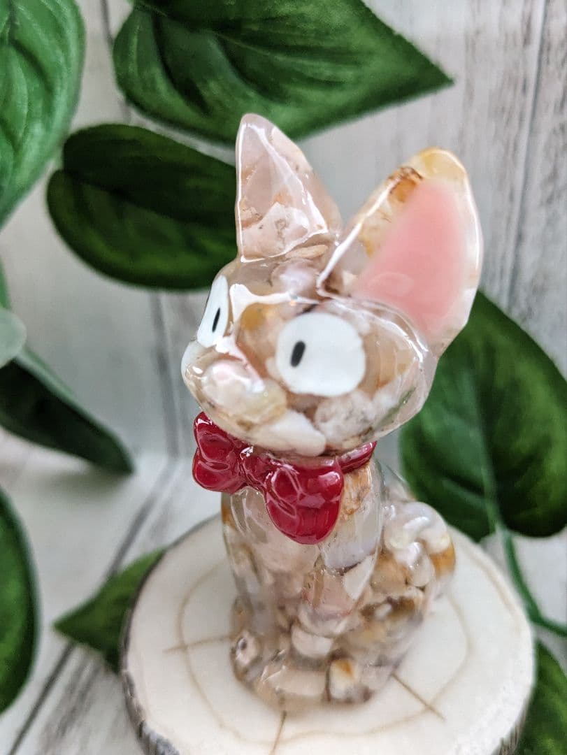 【容音】チェリーブロッサムアゲートの蝶ネクタイねこちゃん形オルゴ☆他５点