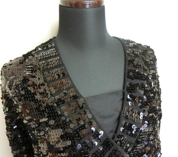 【極美品】グッチ コレクションライン 総スパンコール ニットワンピース L 黒