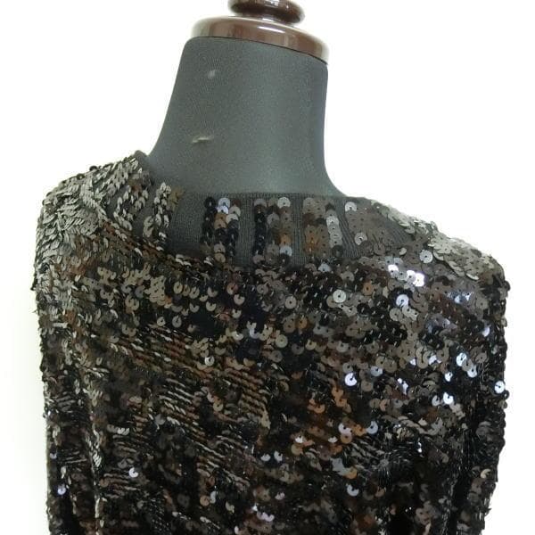 【極美品】グッチ コレクションライン 総スパンコール ニットワンピース L 黒