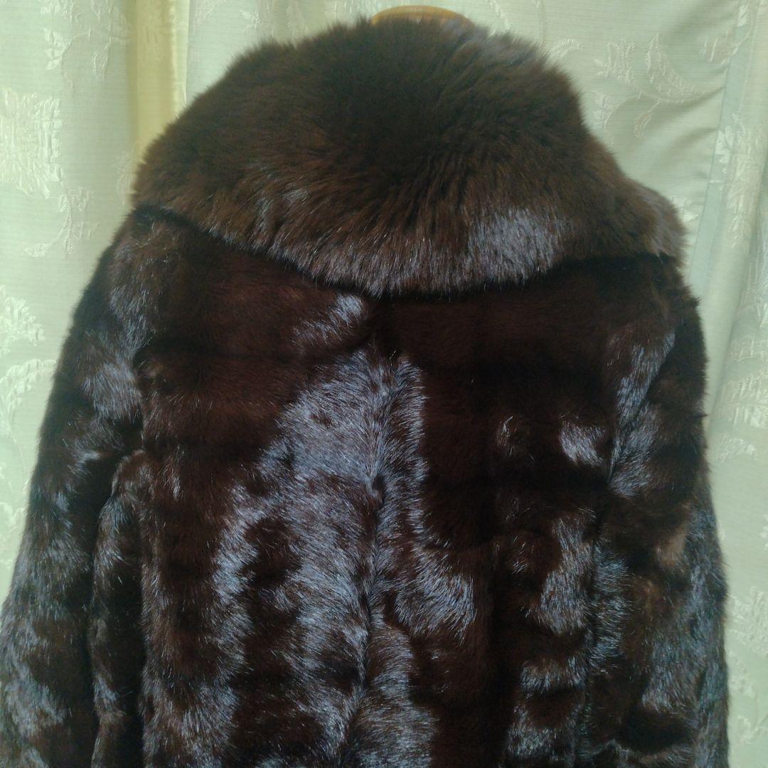 横段デザイン✩柔らか✩美品✩ウィーゼルミンク✩ブルーフォックス✩ファーコート