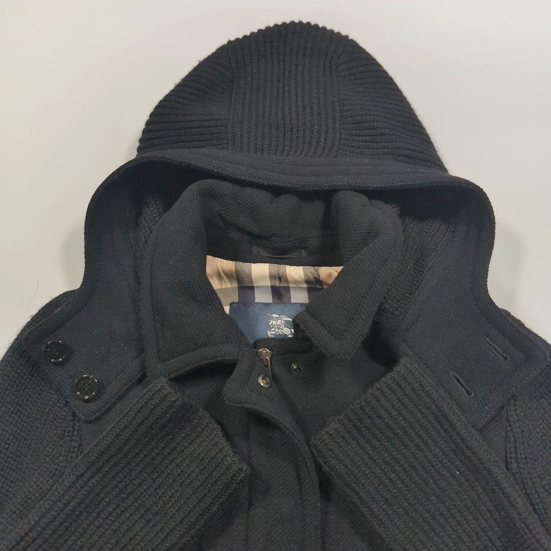 バーバリーロンドン ニットジップアップパーカー ブルゾン ノバ メガチェック 黒