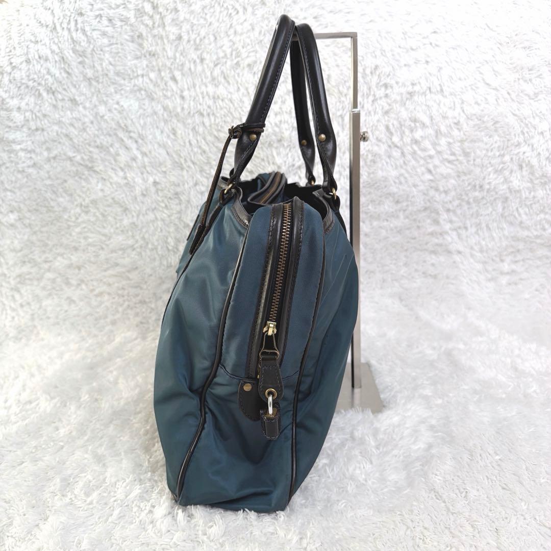 高級✨ Felisi ビジネスバック 本革 ブルー A4 大容量 ナイロン