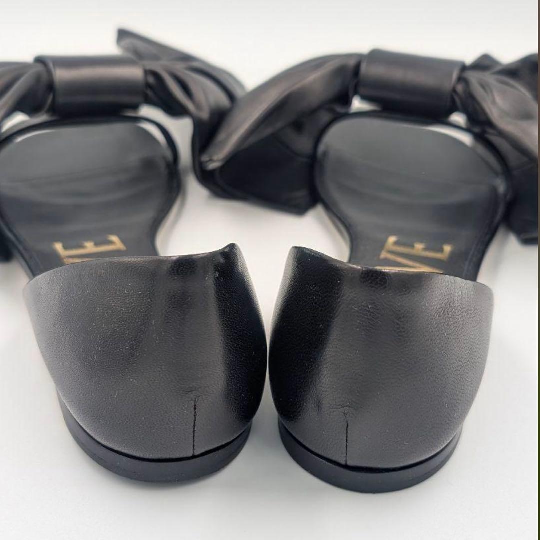 LOEWE ロエベ ブラックレザー リボン ミュール 定価15万円