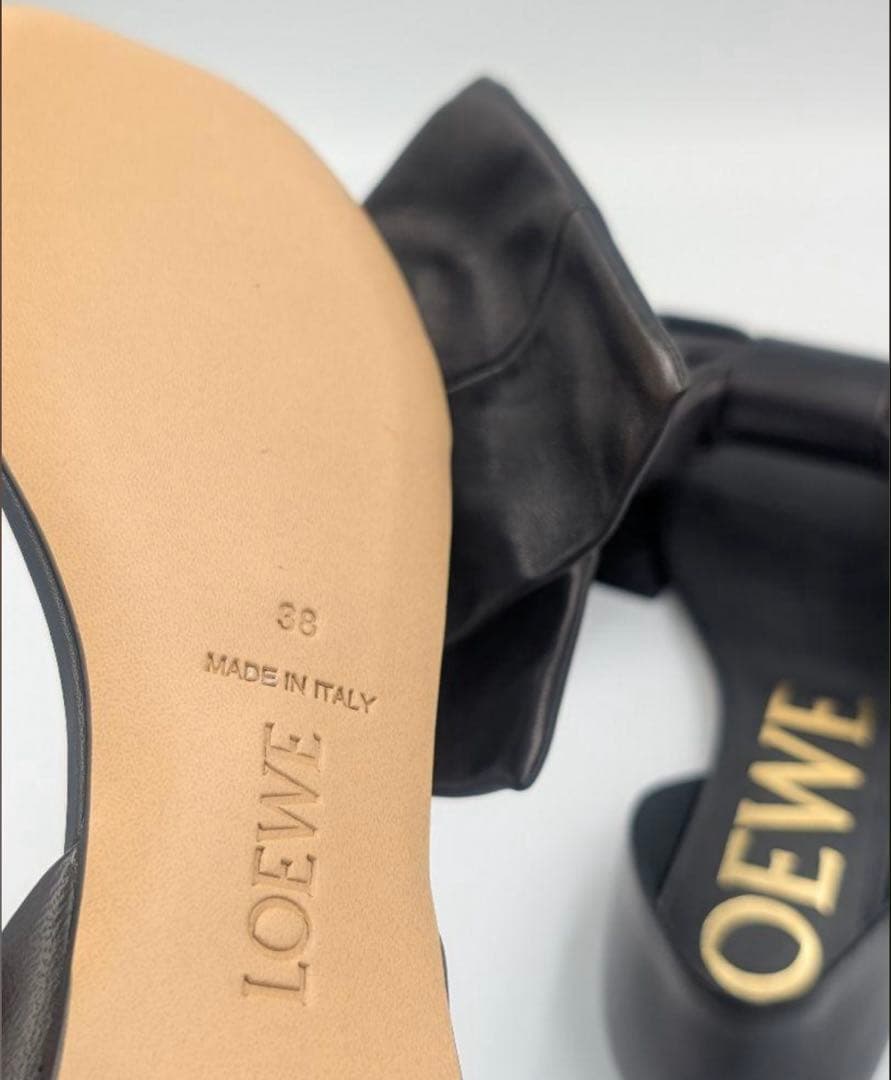 LOEWE ロエベ ブラックレザー リボン ミュール 定価15万円
