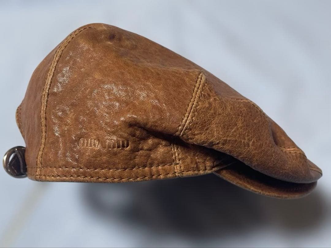 miumiu レザー ハンチング ベレー帽 ミュウミュウ 帽子 MIU MIU