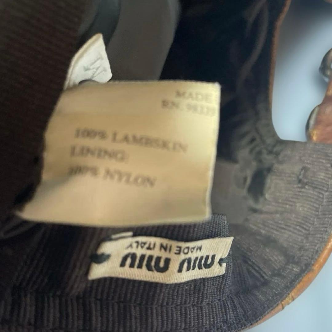 miumiu レザー ハンチング ベレー帽 ミュウミュウ 帽子 MIU MIU