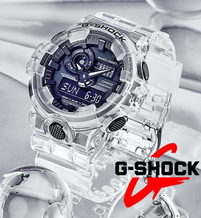 Gショック透明クリアスケルトン腕時計GA-700SKE-7AメンズG-SHOCK