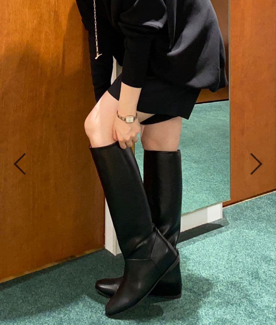 【Mazell】インヒールワイドシャフトロングブーツ Mサイズ(23.5) 新品