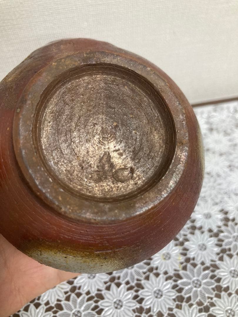 あ*い様 備前焼　奥本健一 宝瓶 牡丹摘宝瓶　茶道具