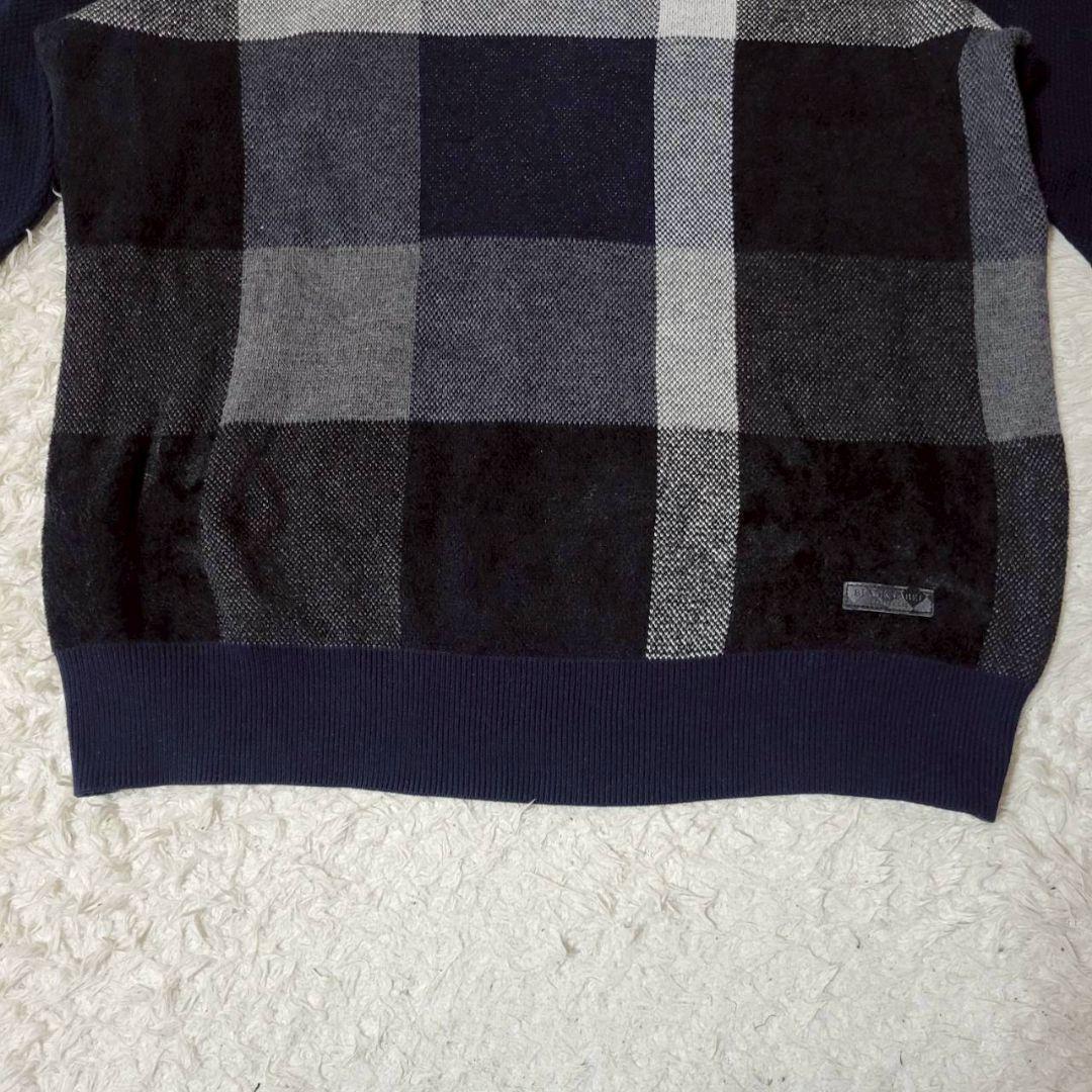美品✨　ブラックレーベルクレストブリッジ　ニット　セーター　チェック　紺色　LL