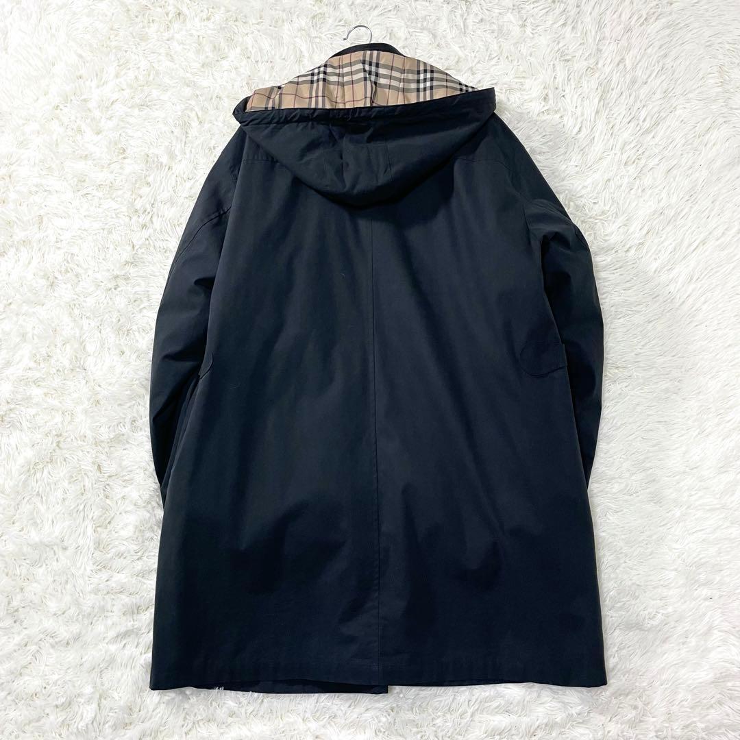 【美品】バーバリーロンドン フーデッドコート XLダウンライナー ノバチェック