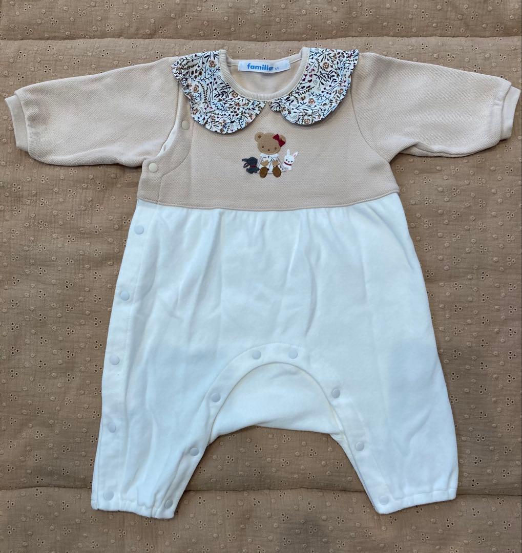 極美品　ファミリア　カバーオール　ロンパース　60㎝　女の子　リバティ柄