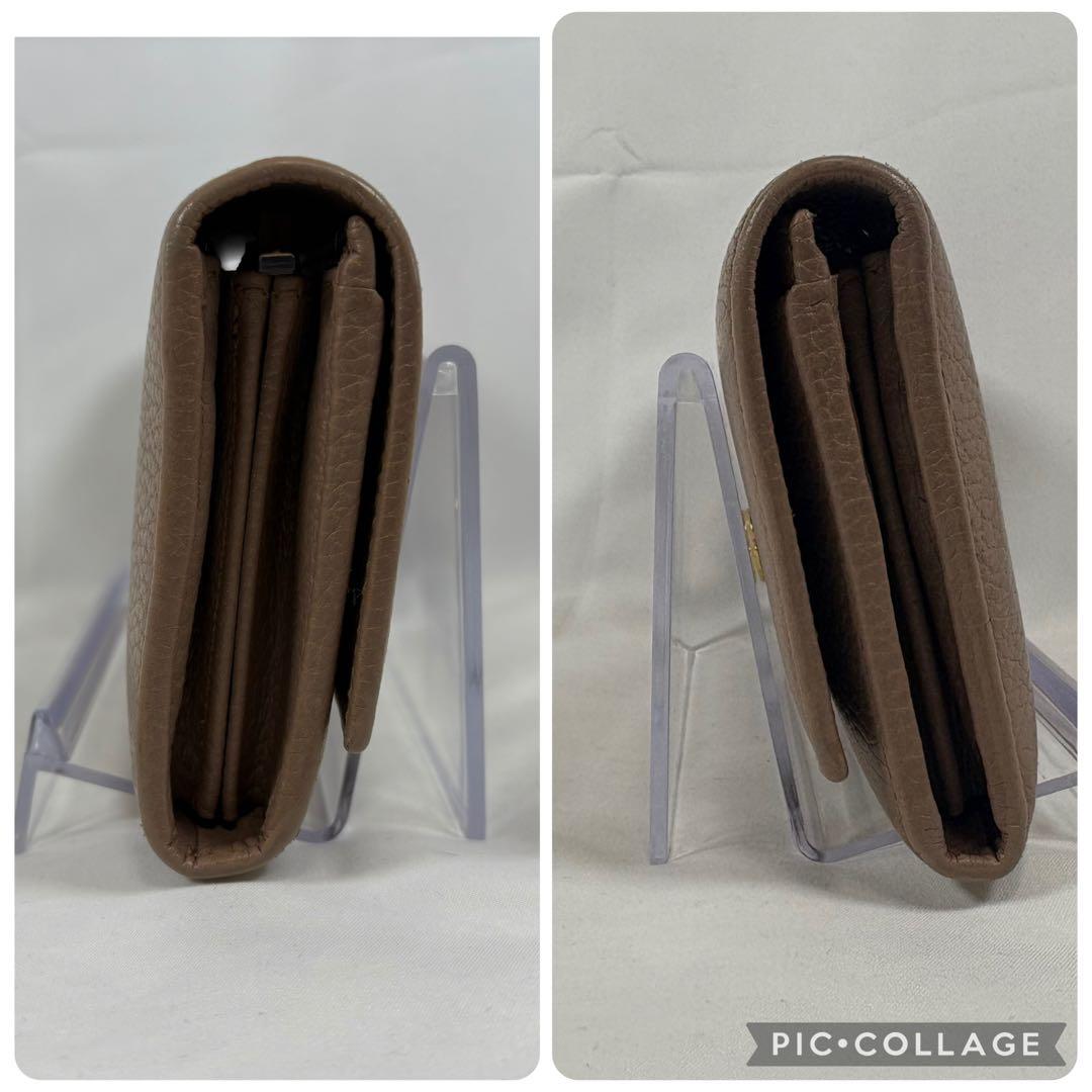 【良品】グッチ 長財布 マーモント フラップ 二つ折り ベージュ 456116