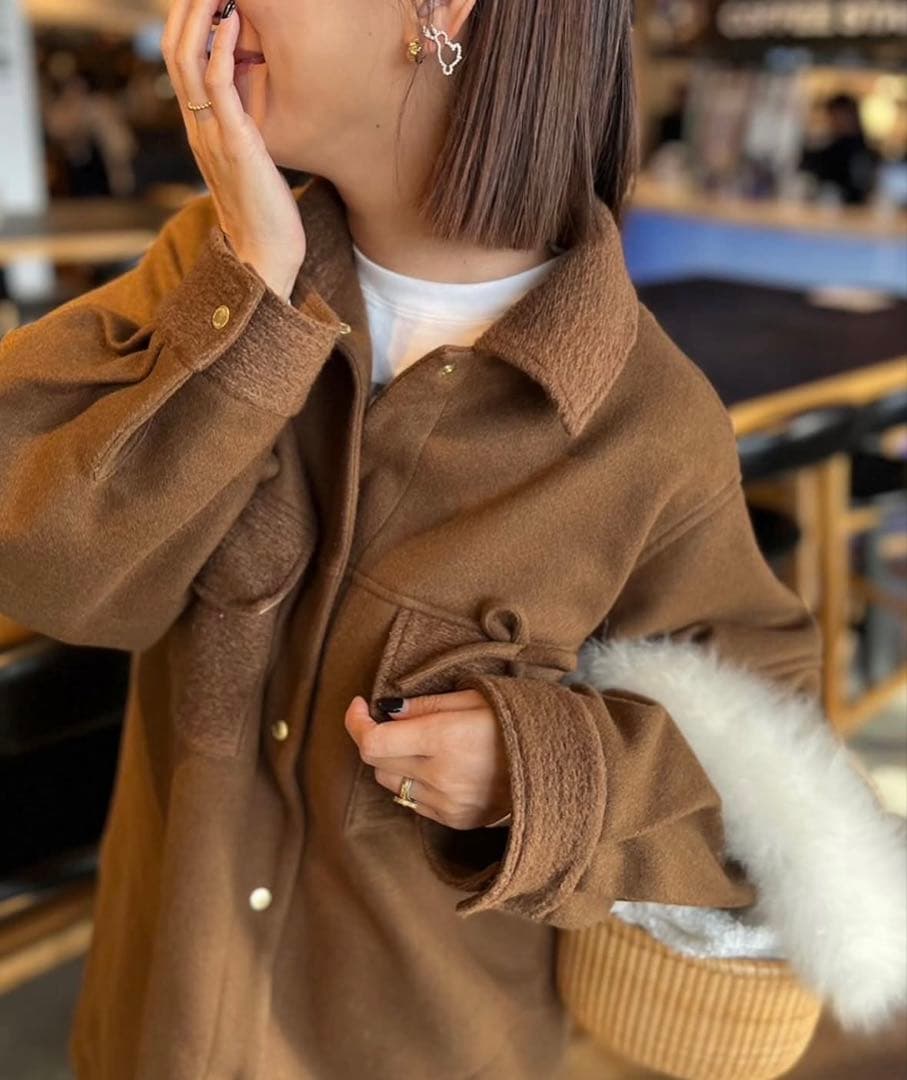 mi__na✫ プレッツェル　リボンジャケット　ブラウン