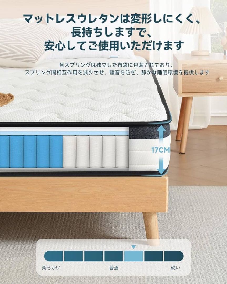 【Z-HOM 】マットレス クイーン 高反発 17cm ポケットコイル 体圧分散