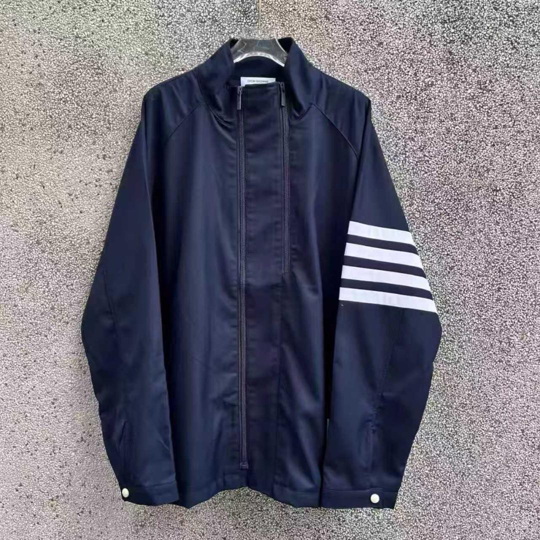 ネイビー ストライプ ナイロンジャケット