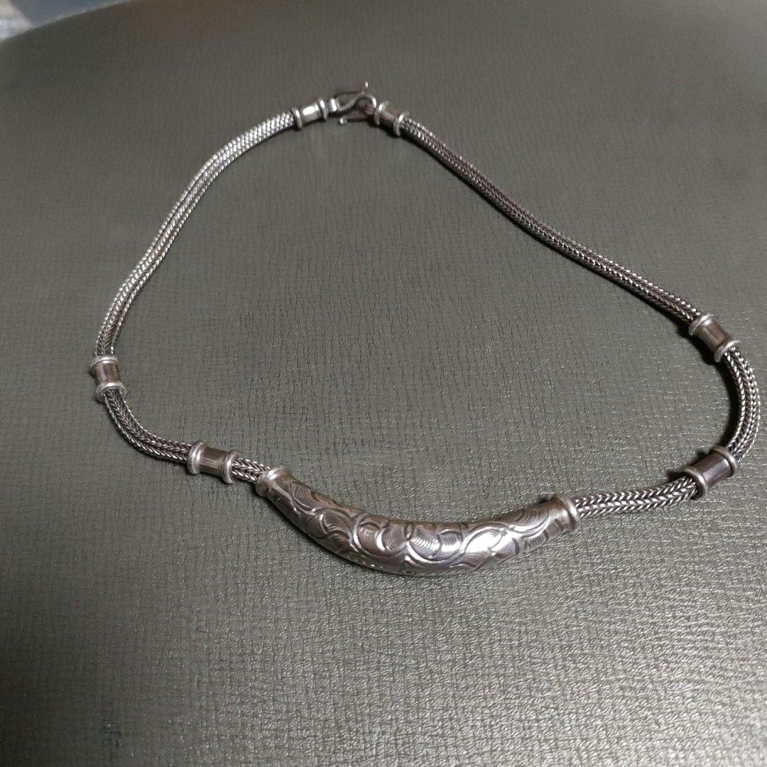 エングレーブ模様 シルバーネックレス