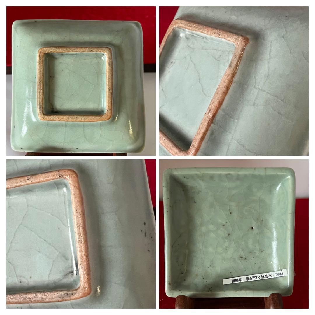 中国　冰裂貫入四方皿　宋時代　木箱付き XG5-5