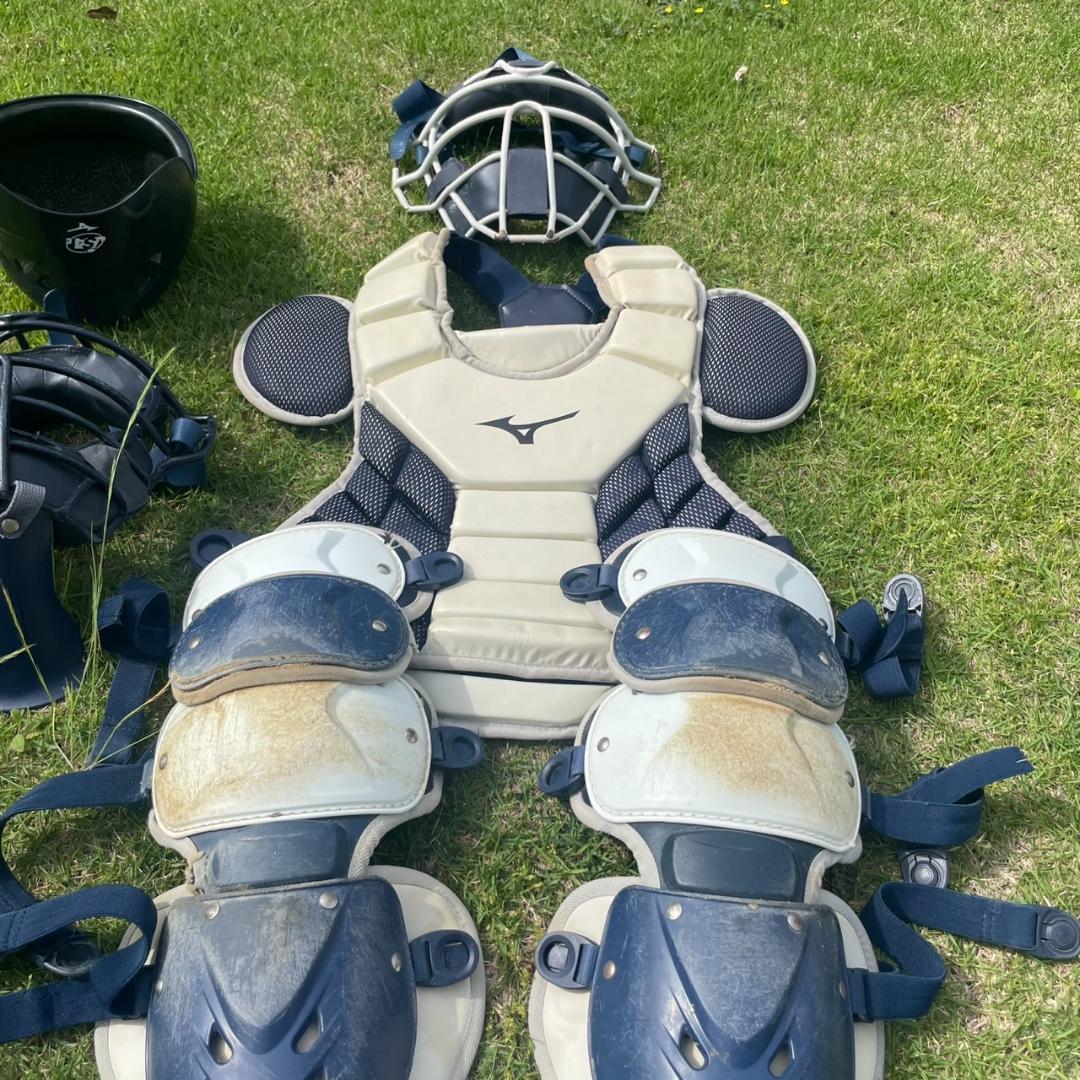 【美品】【中古】Mizuno Jr ジュニア用キャッチャー防具セット　面スペア付