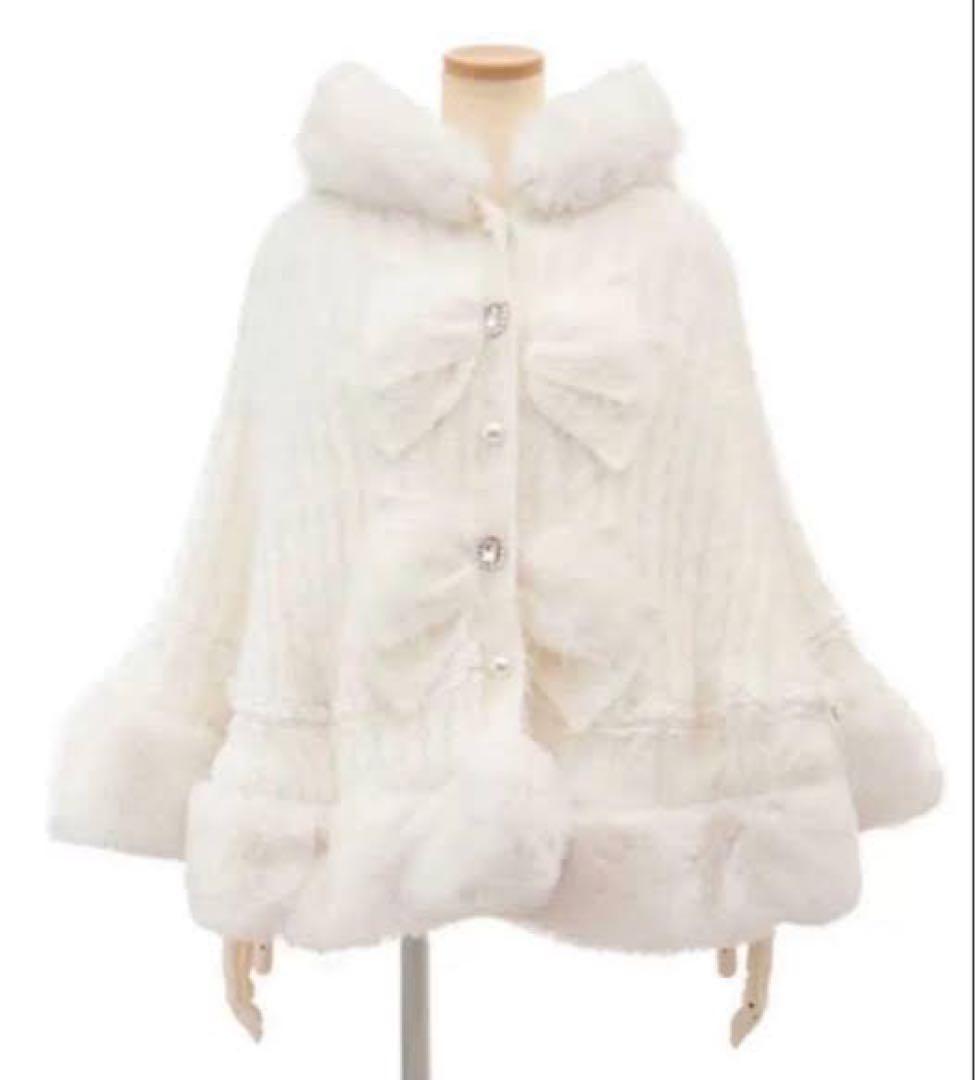 LIZLISA リズリサ ダブルリボンニットファーポンチョ